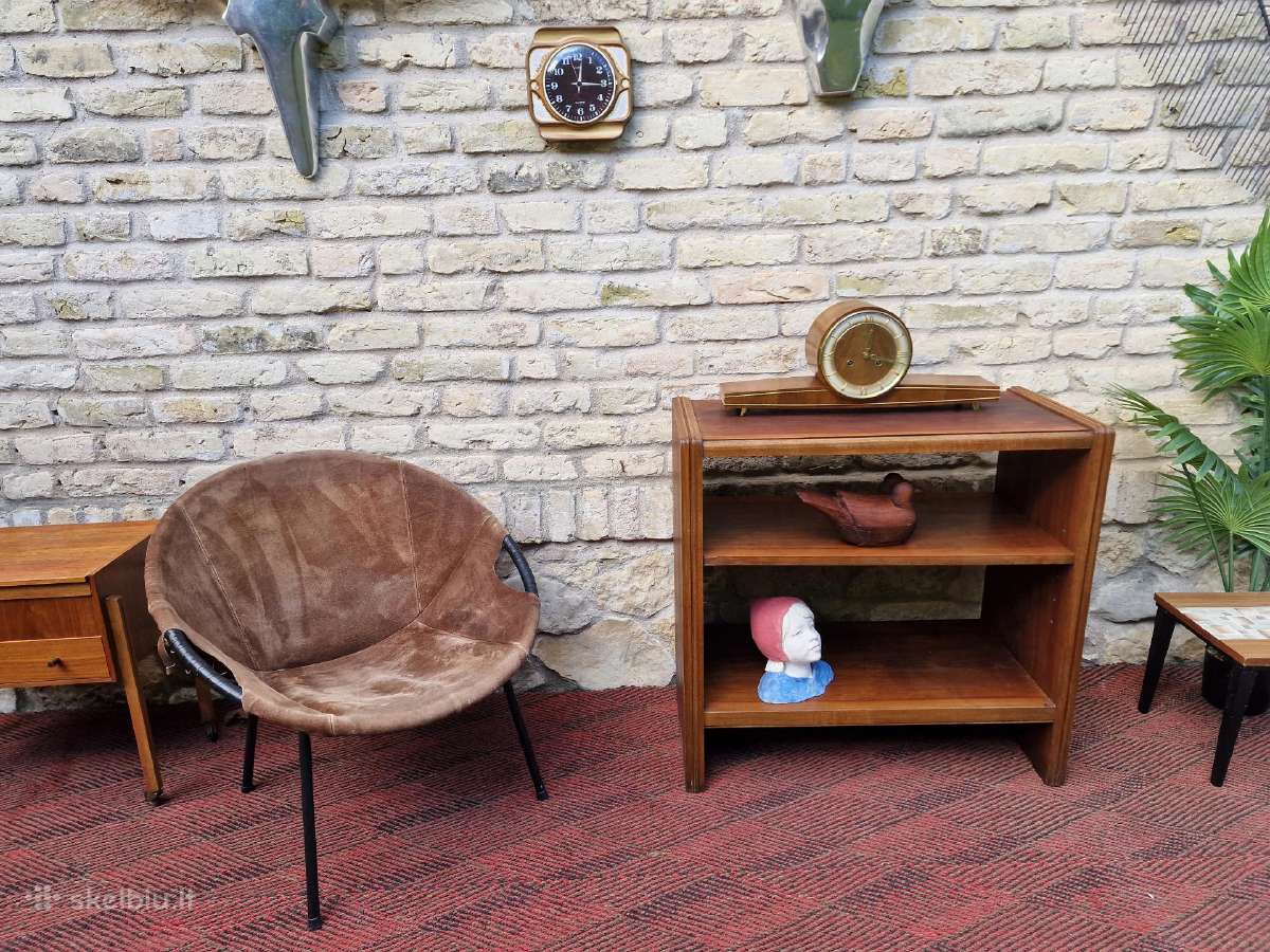 Vintažinė mid century riešutmedžio lentyna - nuotraukos Nr. 24