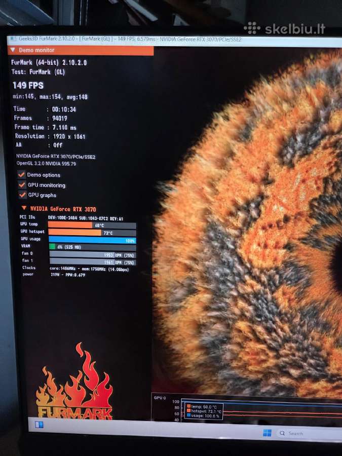Parduodu vaizdo plokšte Asus Tuf Rtx 3070 - nuotraukos Nr. 5