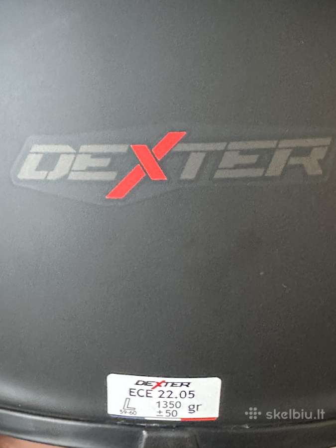 Motociklo šalmas Dexter Black Mat M ir L Dydžiai - nuotraukos Nr. 7