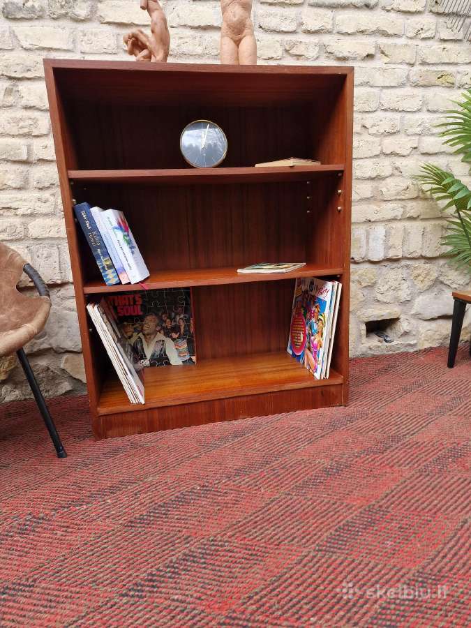 Vintažinė mid century tikmedžio knygų lentyna - nuotraukos Nr. 3