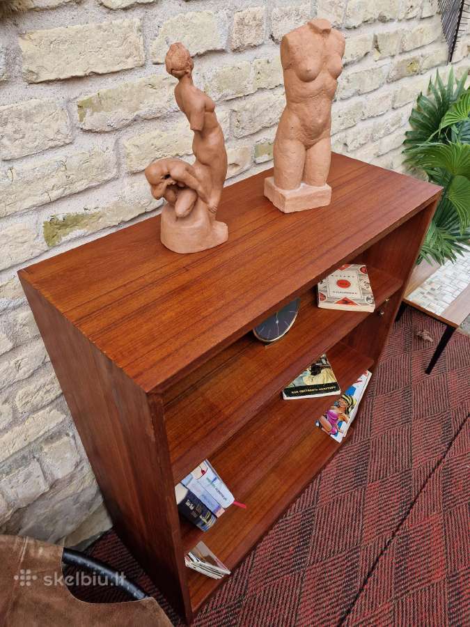 Vintažinė mid century tikmedžio knygų lentyna - nuotraukos Nr. 4