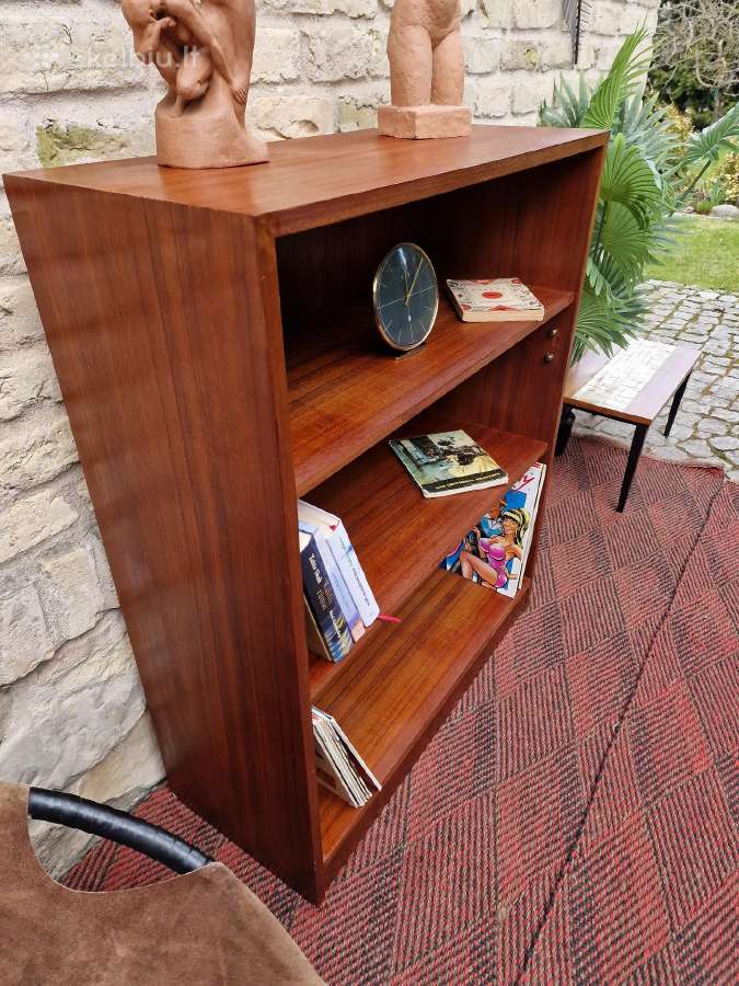 Vintažinė mid century tikmedžio knygų lentyna - nuotraukos Nr. 6