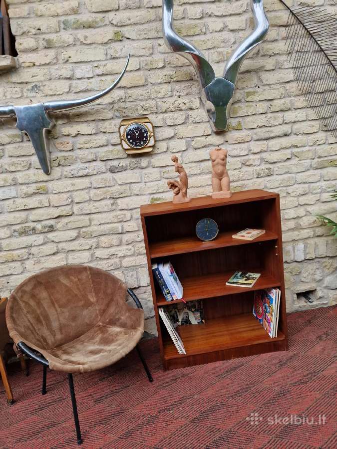 Vintažinė mid century tikmedžio knygų lentyna - nuotraukos Nr. 7