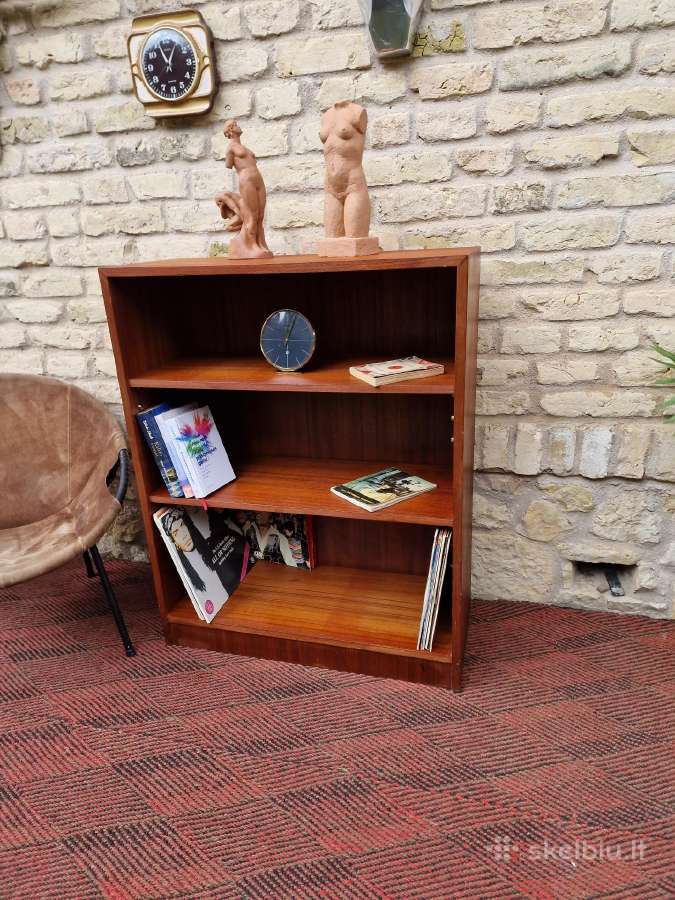 Vintažinė mid century tikmedžio knygų lentyna - nuotraukos Nr. 9