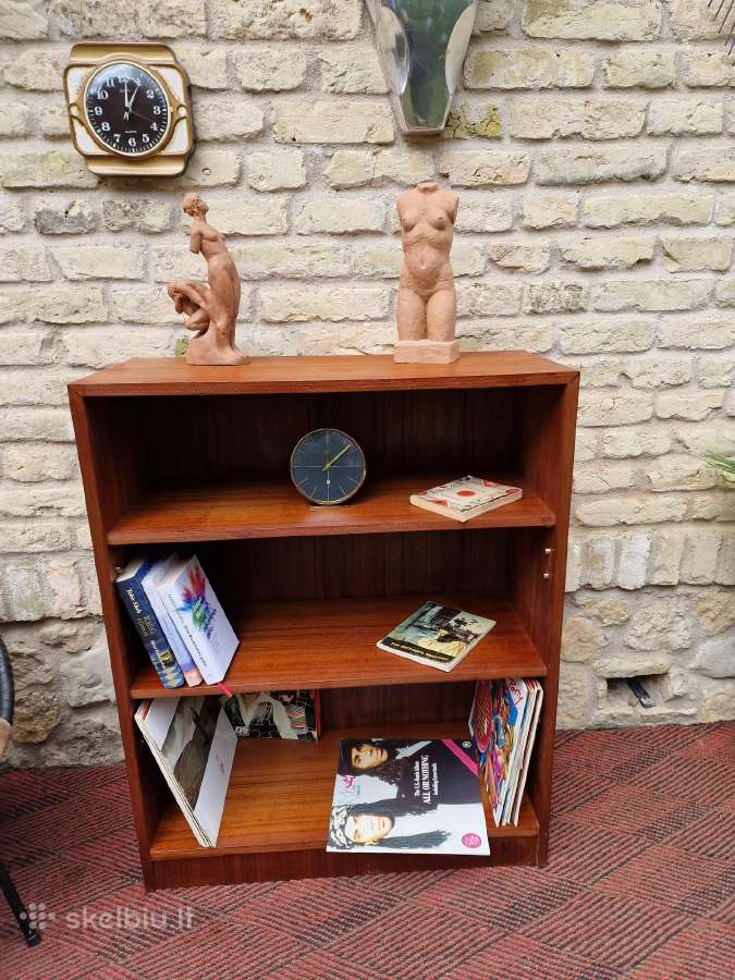 Vintažinė mid century tikmedžio knygų lentyna - nuotraukos Nr. 10
