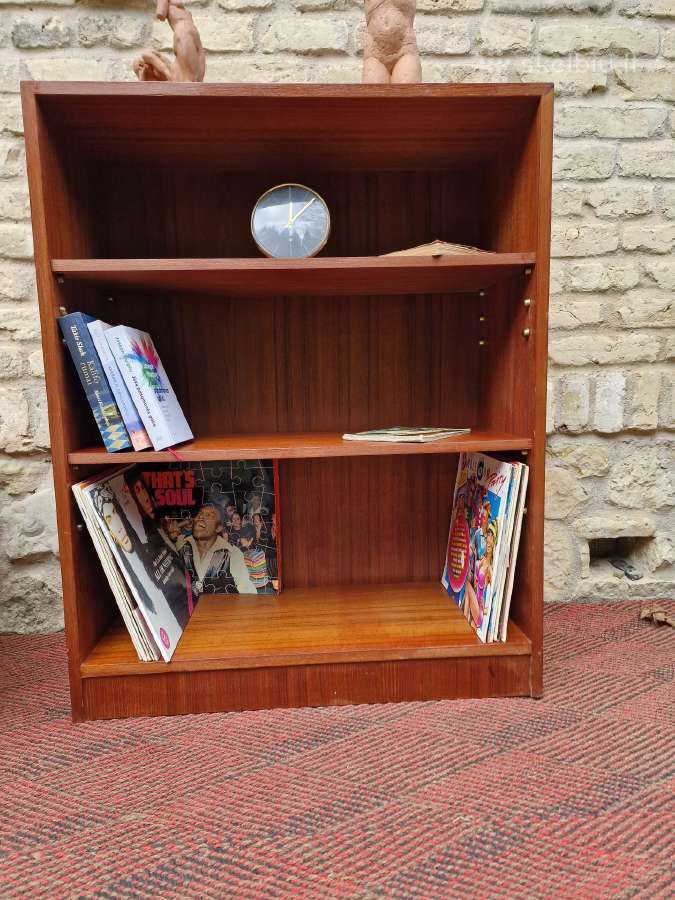 Vintažinė mid century tikmedžio knygų lentyna - nuotraukos Nr. 12