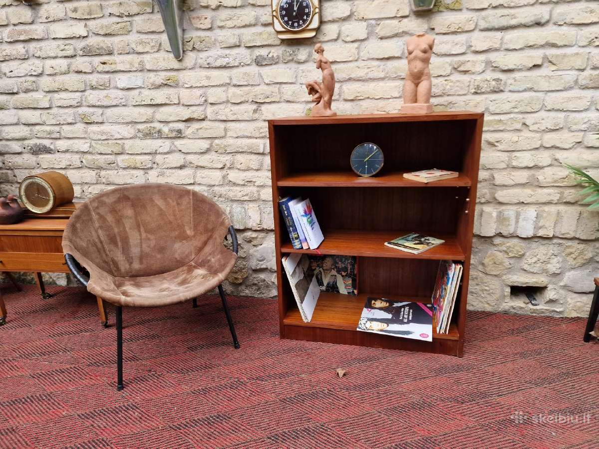 Vintažinė mid century tikmedžio knygų lentyna - nuotraukos Nr. 16