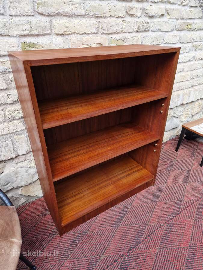 Vintažinė mid century tikmedžio knygų lentyna - nuotraukos Nr. 18