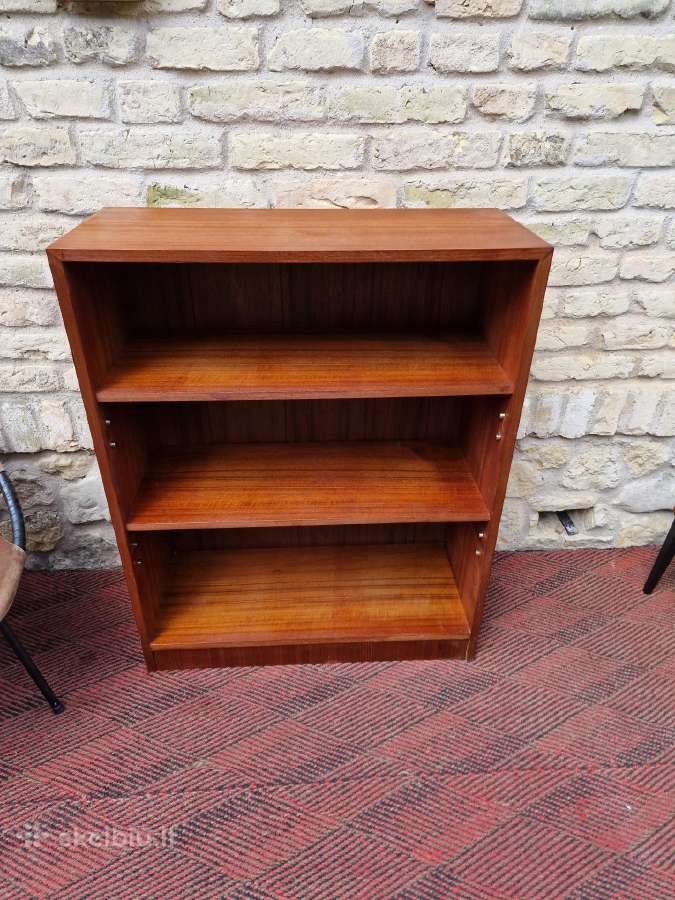 Vintažinė mid century tikmedžio knygų lentyna - nuotraukos Nr. 19