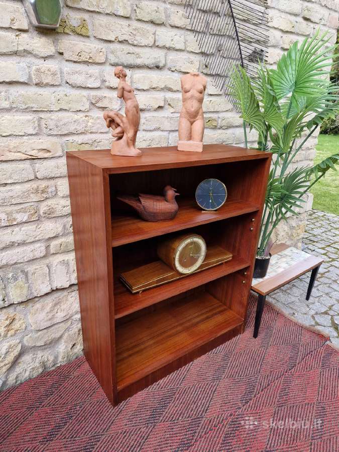 Vintažinė mid century tikmedžio knygų lentyna - nuotraukos Nr. 24