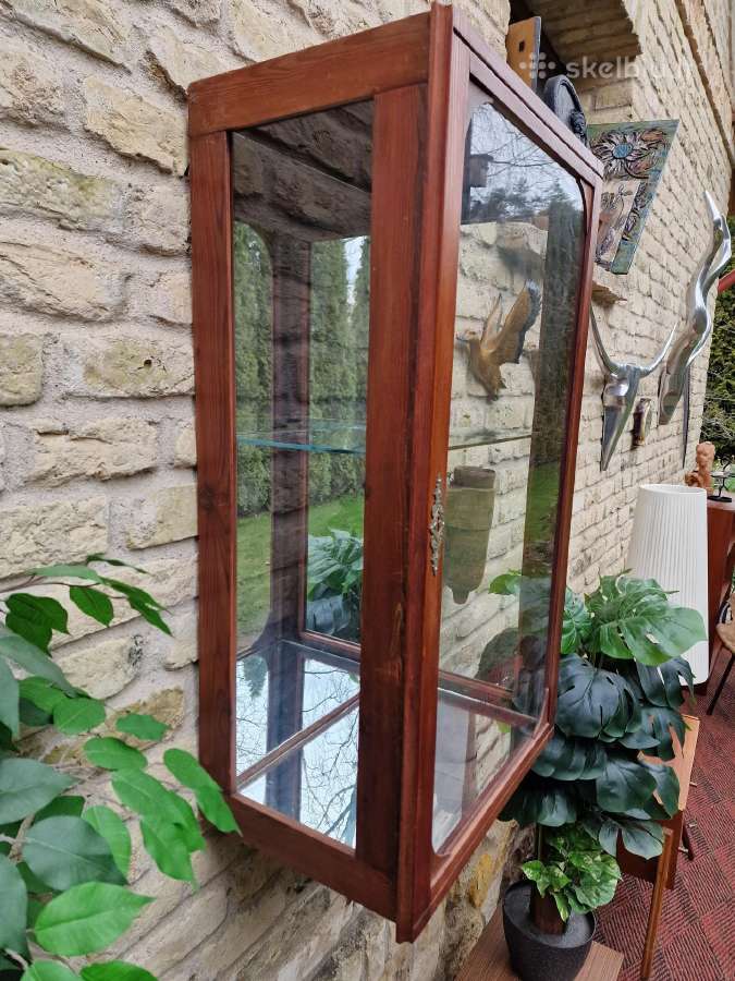Vintažinė mid century pakabinama vitrina/spintelė - nuotraukos Nr. 12