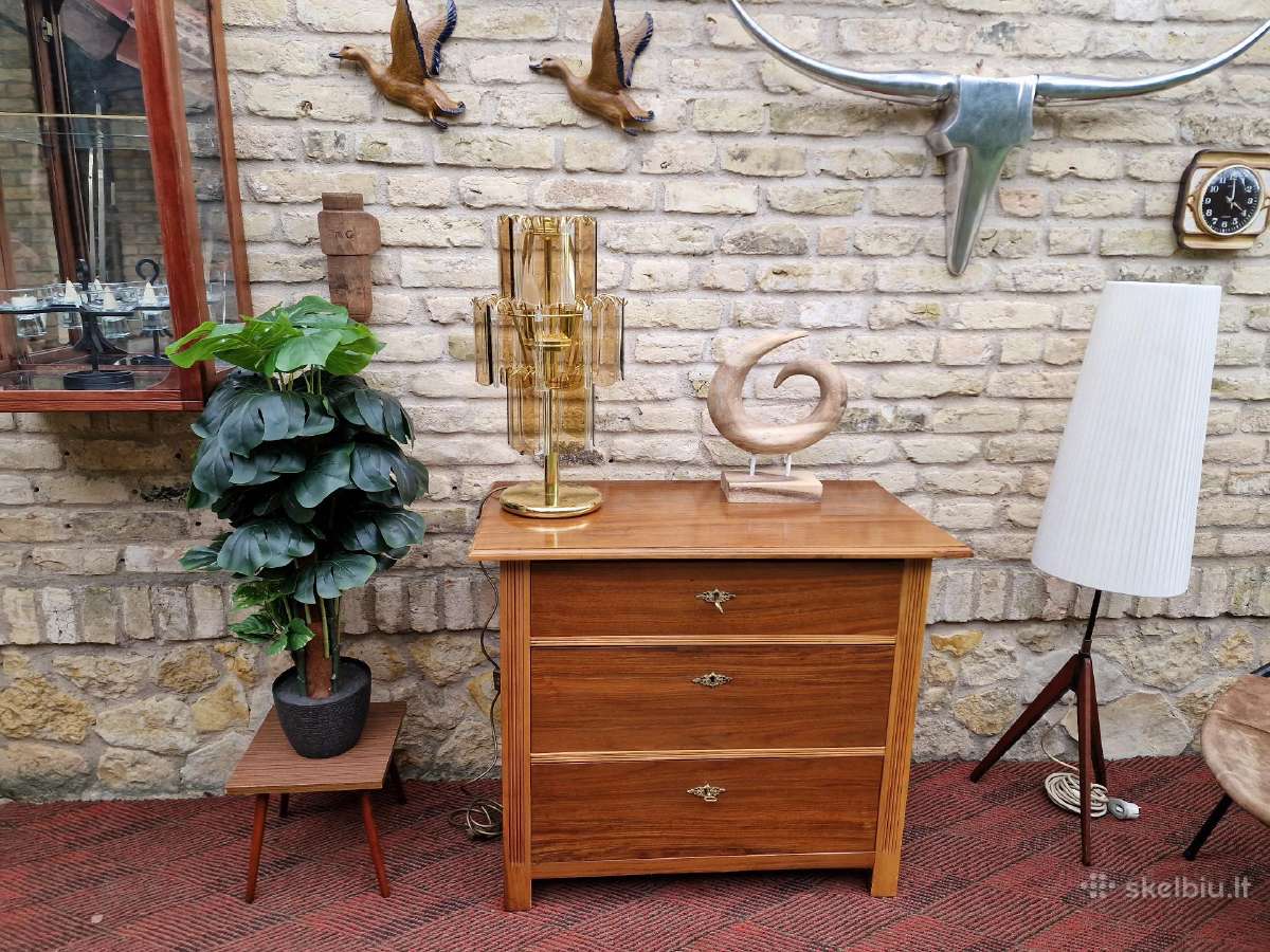 Vintažinė mid century dūminio stiklo stalo lempa - nuotraukos Nr. 2