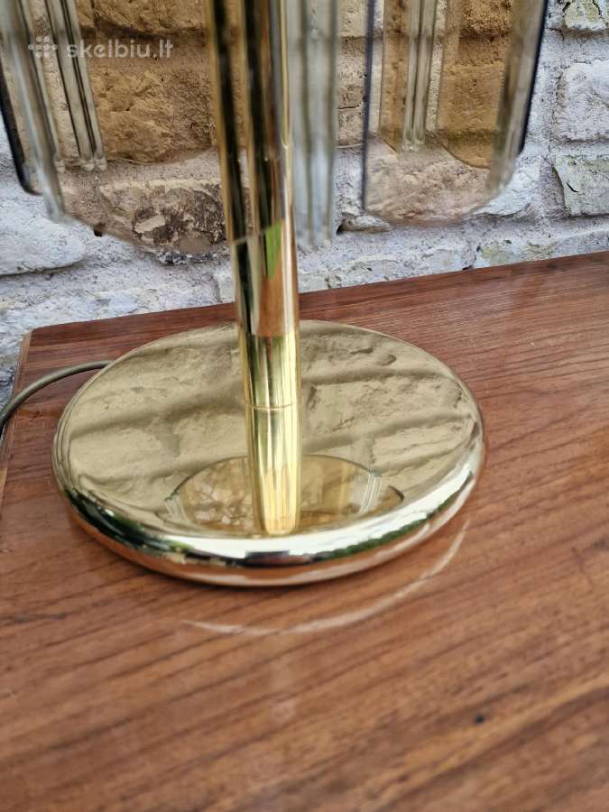 Vintažinė mid century dūminio stiklo stalo lempa - nuotraukos Nr. 4