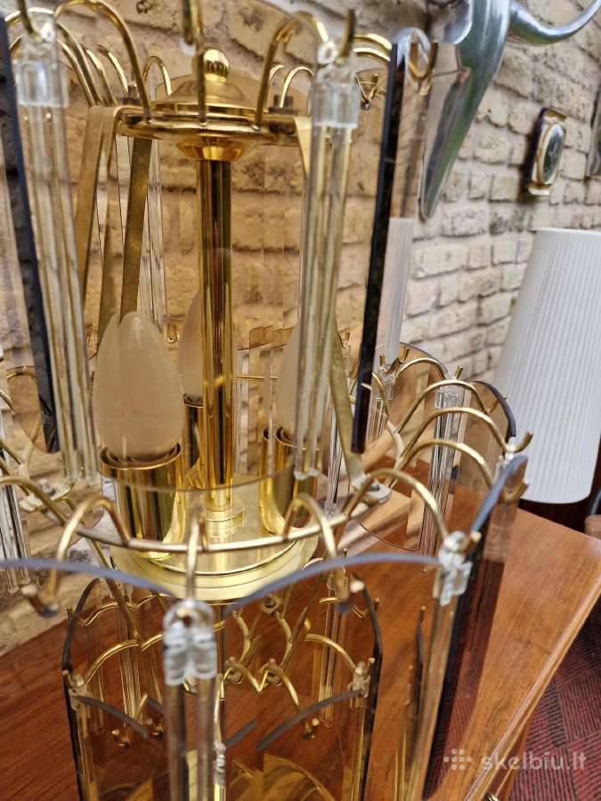 Vintažinė mid century dūminio stiklo stalo lempa - nuotraukos Nr. 22