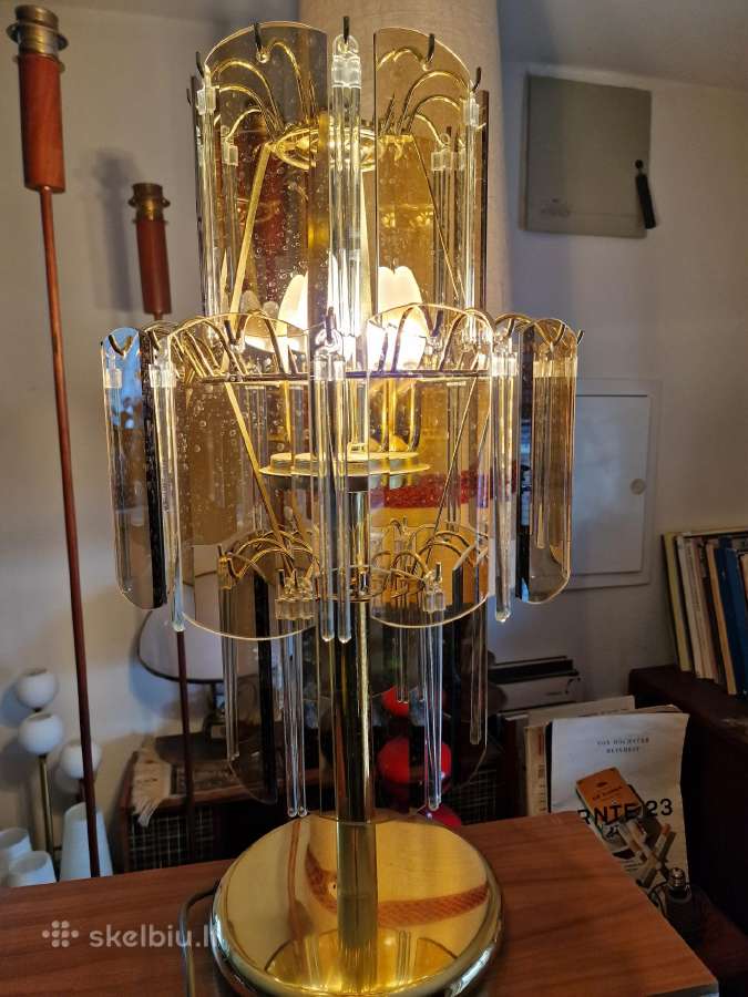 Vintažinė mid century dūminio stiklo stalo lempa - nuotraukos Nr. 23