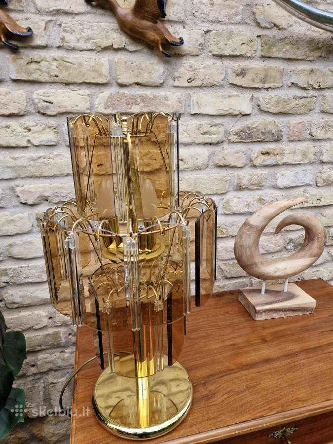 Vintažinė mid century dūminio stiklo stalo lempa - nuotraukos Nr. 27
