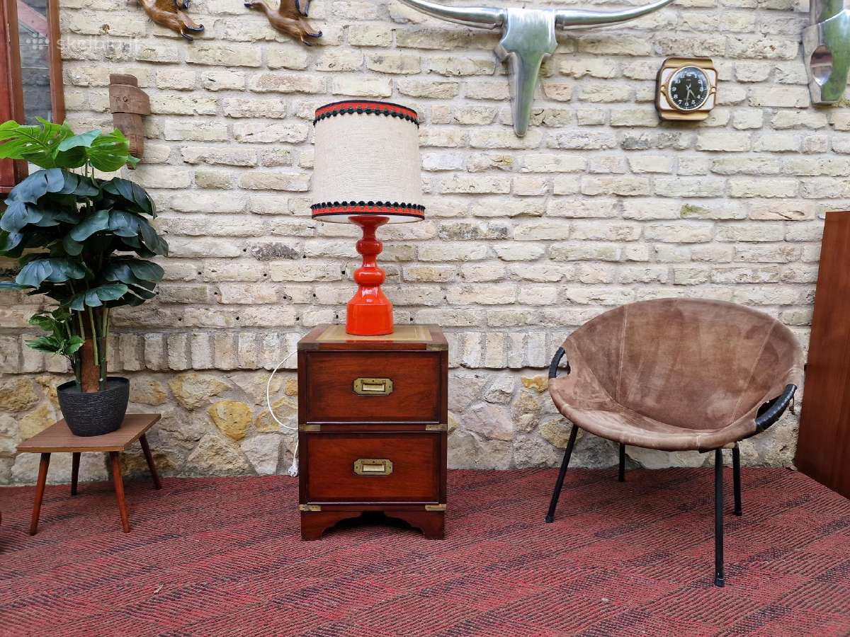 Vintažinė mid century raudonmedžio masyvo komodėlė - nuotraukos Nr. 27