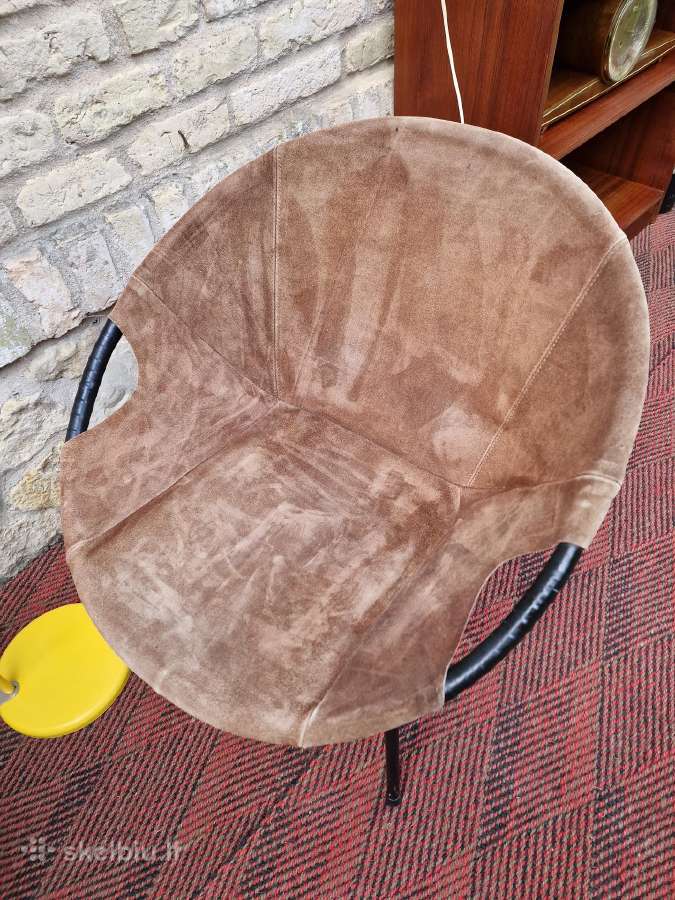 Vintažinis mid century zomšos fotelis"balloon" - nuotraukos Nr. 4
