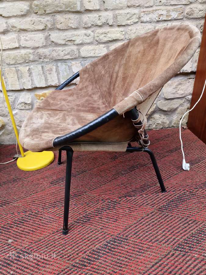 Vintažinis mid century zomšos fotelis"balloon" - nuotraukos Nr. 5