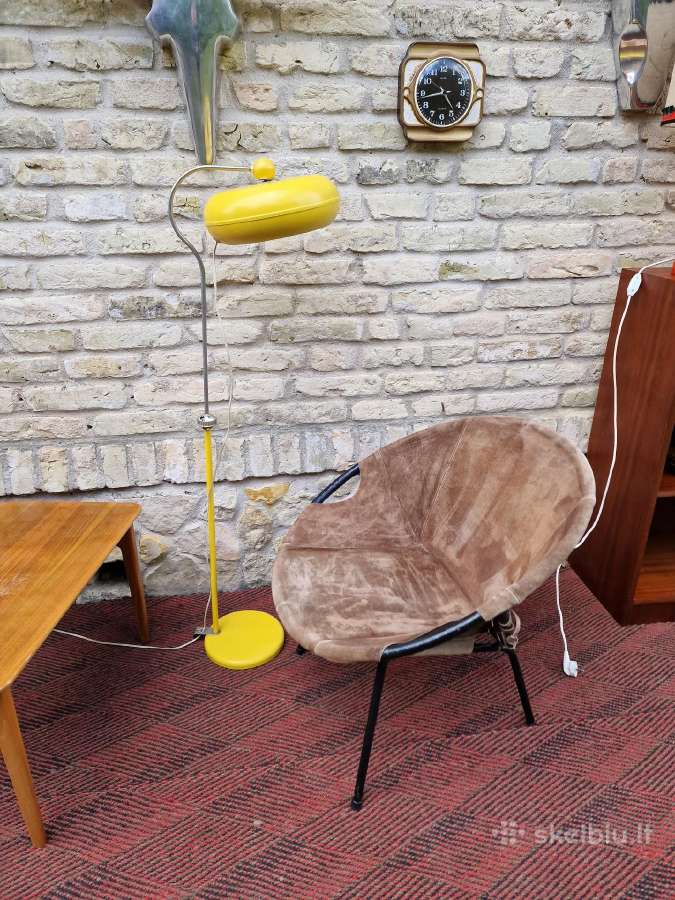 Vintažinis mid century zomšos fotelis"balloon" - nuotraukos Nr. 6