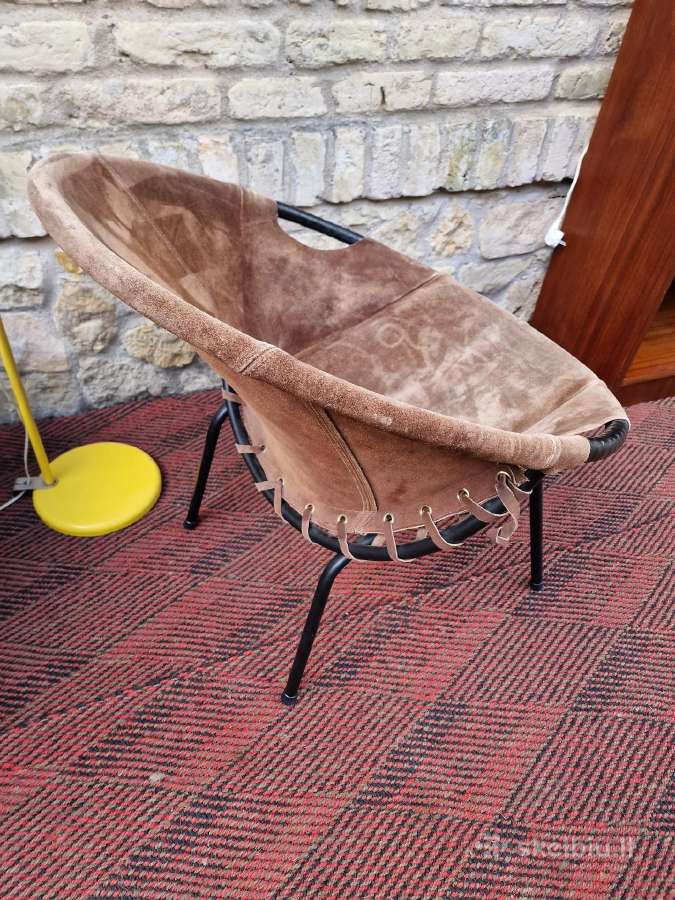 Vintažinis mid century zomšos fotelis"balloon" - nuotraukos Nr. 12