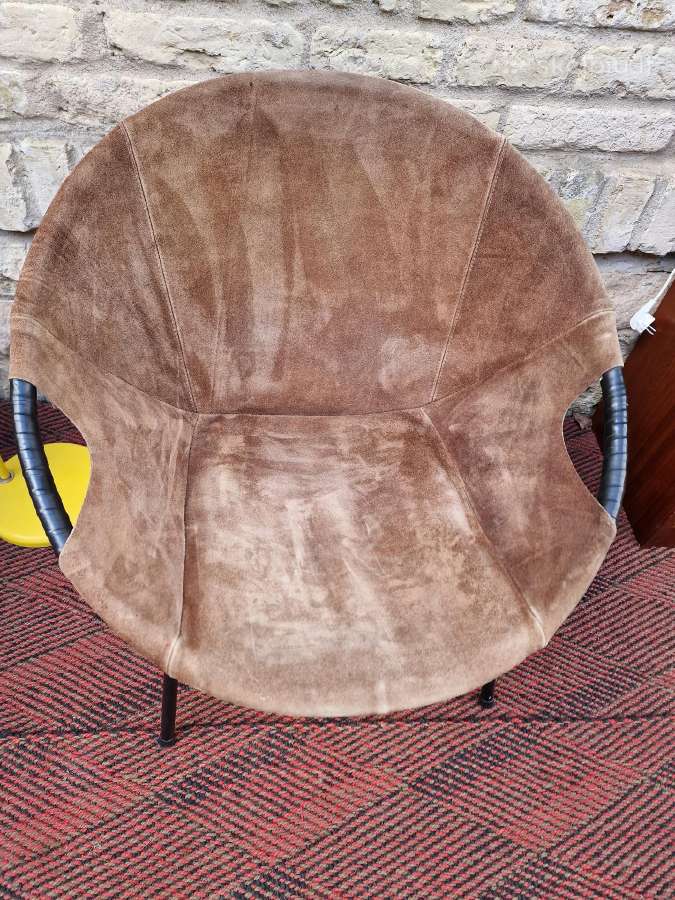 Vintažinis mid century zomšos fotelis"balloon" - nuotraukos Nr. 13