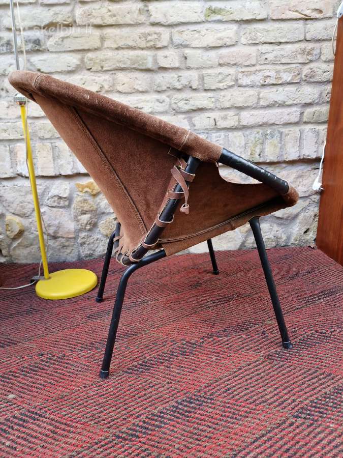 Vintažinis mid century zomšos fotelis"balloon" - nuotraukos Nr. 15