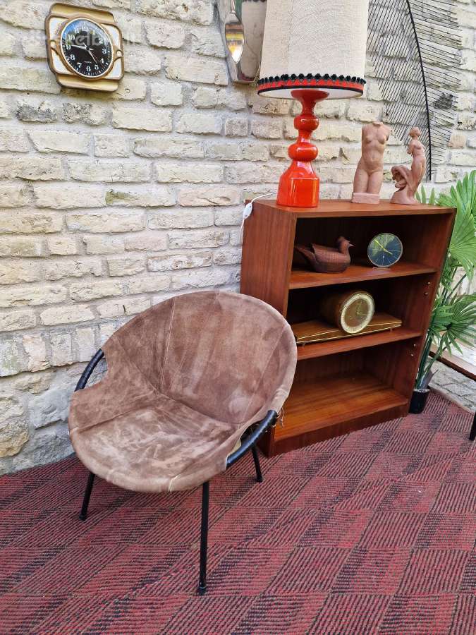 Vintažinis mid century zomšos fotelis"balloon" - nuotraukos Nr. 16