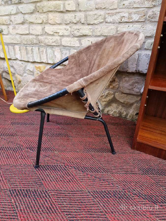 Vintažinis mid century zomšos fotelis"balloon" - nuotraukos Nr. 19