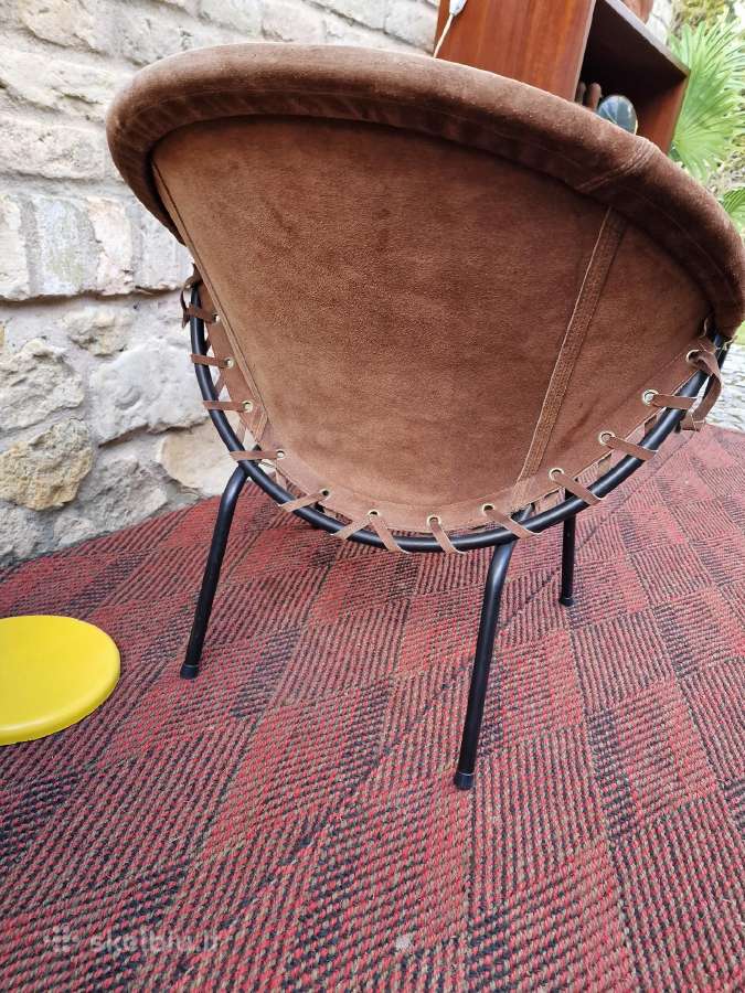 Vintažinis mid century zomšos fotelis"balloon" - nuotraukos Nr. 20