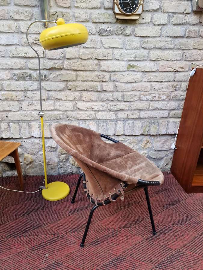 Vintažinis mid century zomšos fotelis"balloon" - nuotraukos Nr. 24