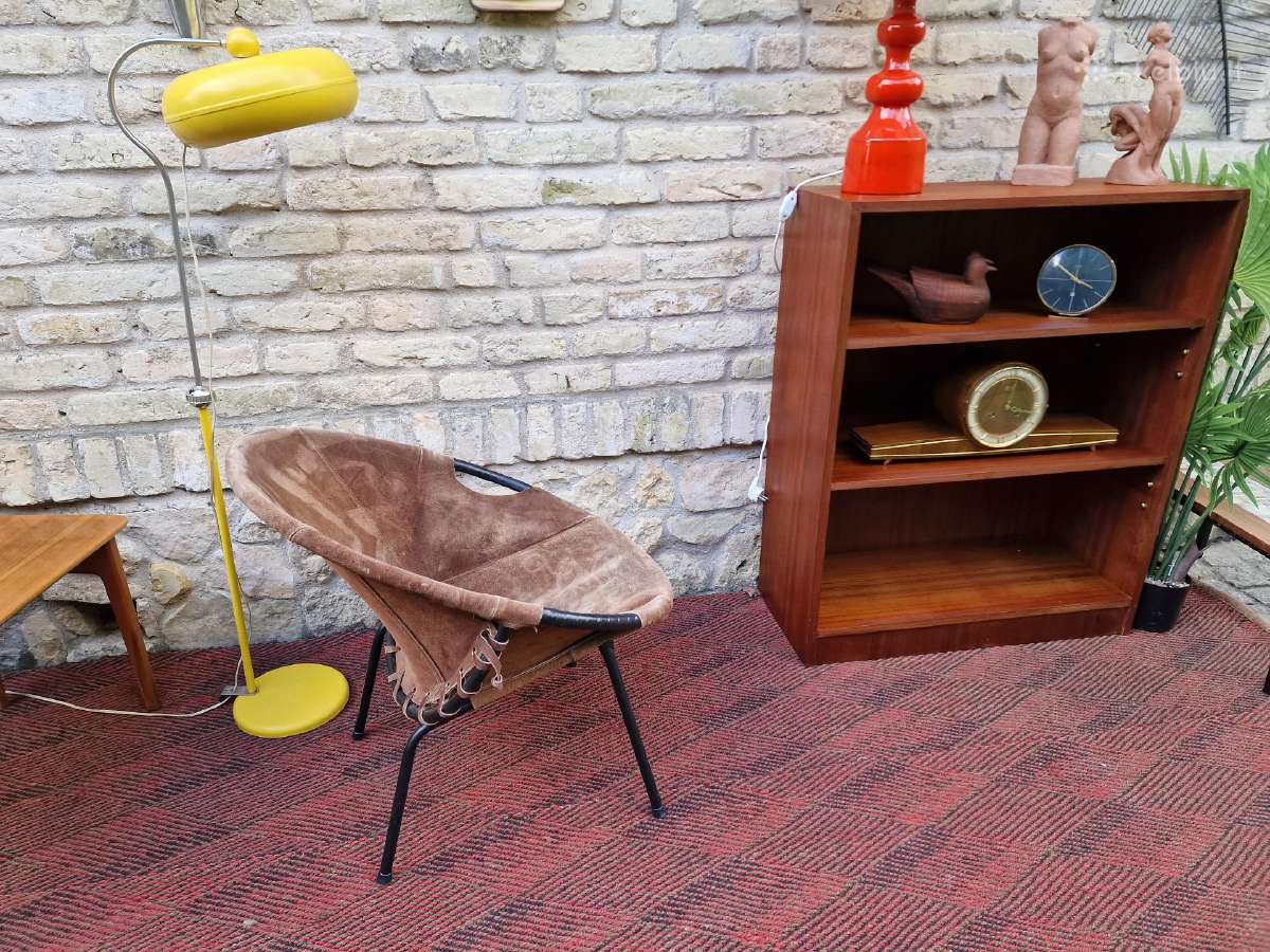 Vintažinis mid century zomšos fotelis"balloon" - nuotraukos Nr. 27