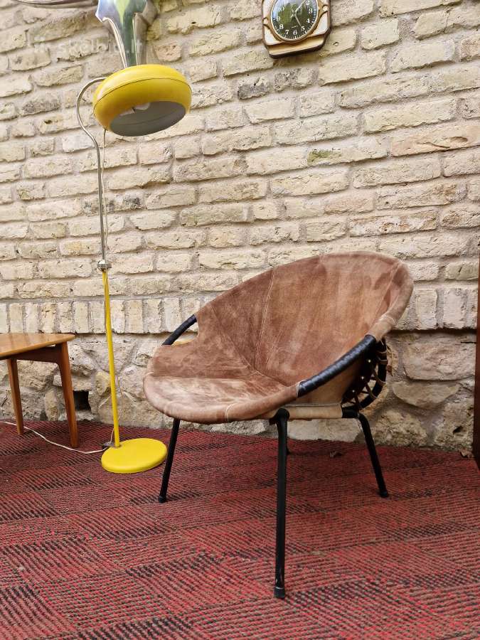 Vintažinis mid century zomšos fotelis"balloon" - nuotraukos Nr. 29