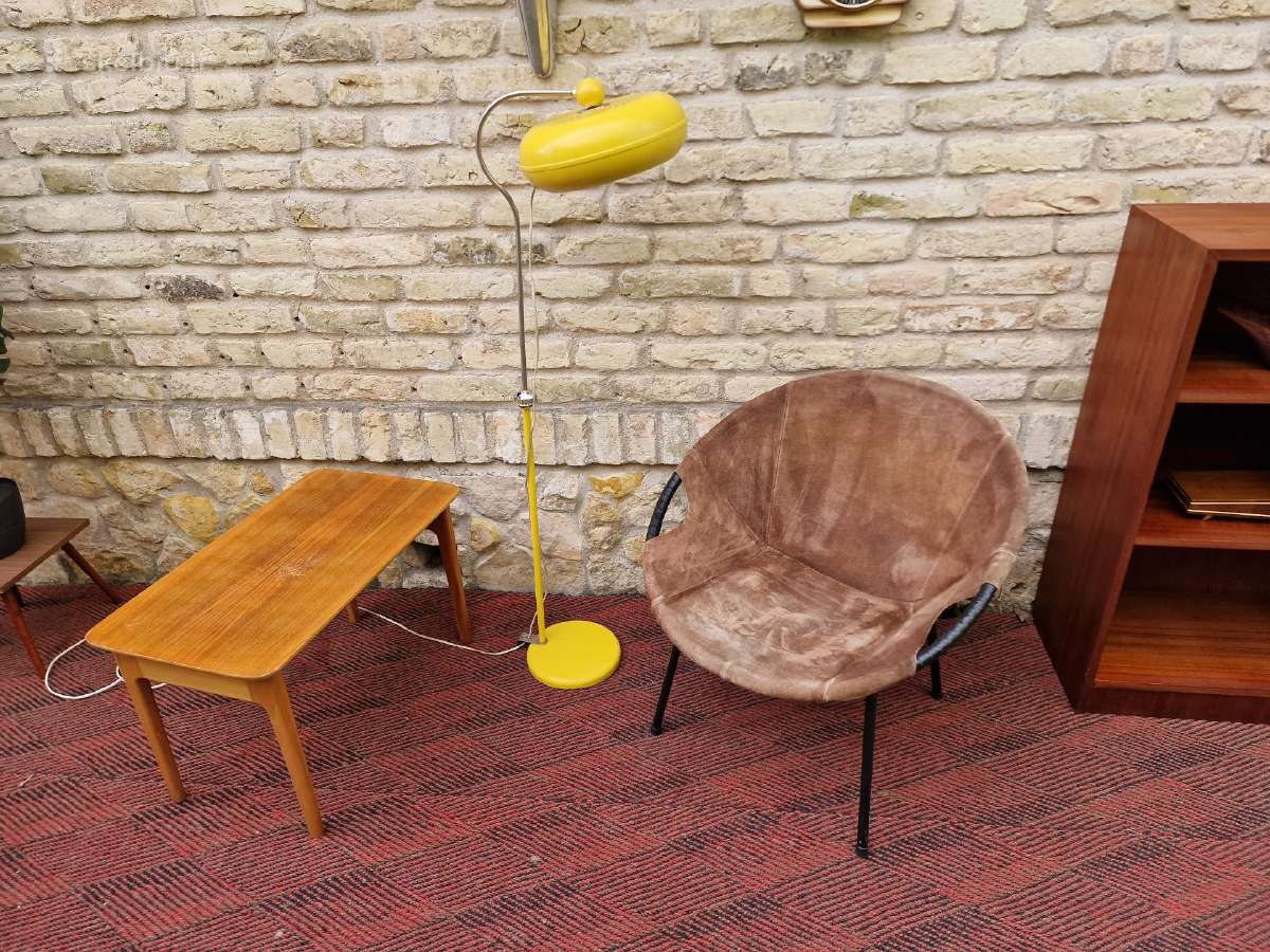 Vintažinis mid century zomšos fotelis"balloon" - nuotraukos Nr. 30
