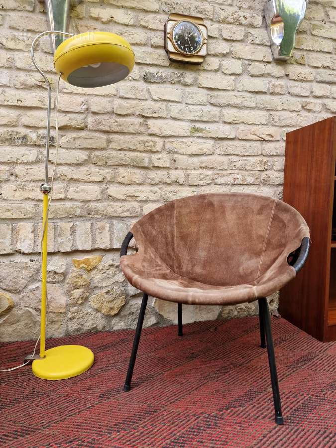 Vintažinis mid century zomšos fotelis"balloon" - nuotraukos Nr. 31