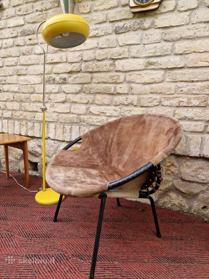 Vintažinis mid century zomšos fotelis"balloon" - nuotraukos Nr. 33