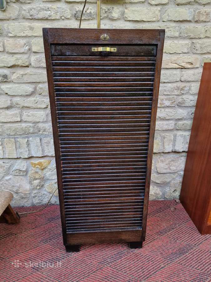 Vintažinė Art Deco ąžuolinė dokumentų spintelė - nuotraukos Nr. 2