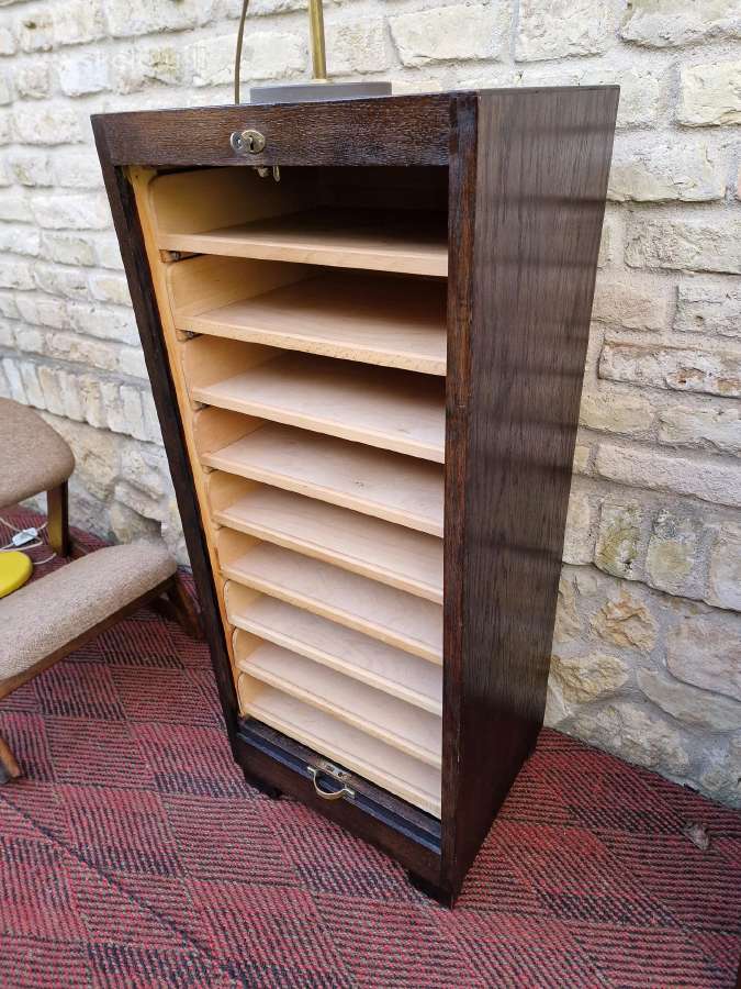 Vintažinė Art Deco ąžuolinė dokumentų spintelė - nuotraukos Nr. 7