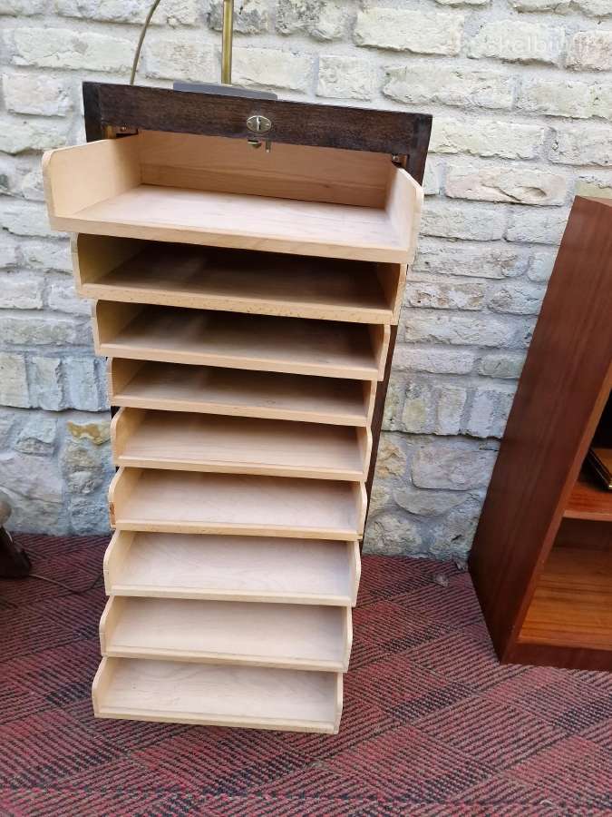Vintažinė Art Deco ąžuolinė dokumentų spintelė - nuotraukos Nr. 11