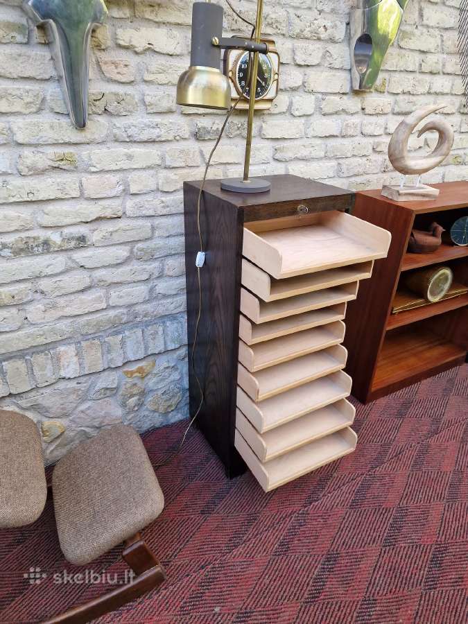 Vintažinė Art Deco ąžuolinė dokumentų spintelė - nuotraukos Nr. 12