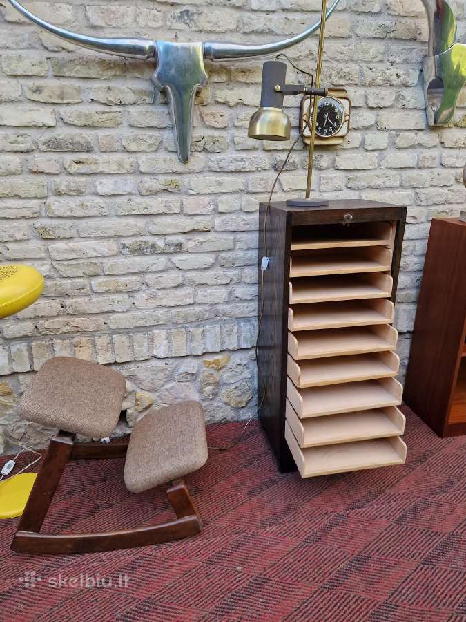 Vintažinė Art Deco ąžuolinė dokumentų spintelė - nuotraukos Nr. 23