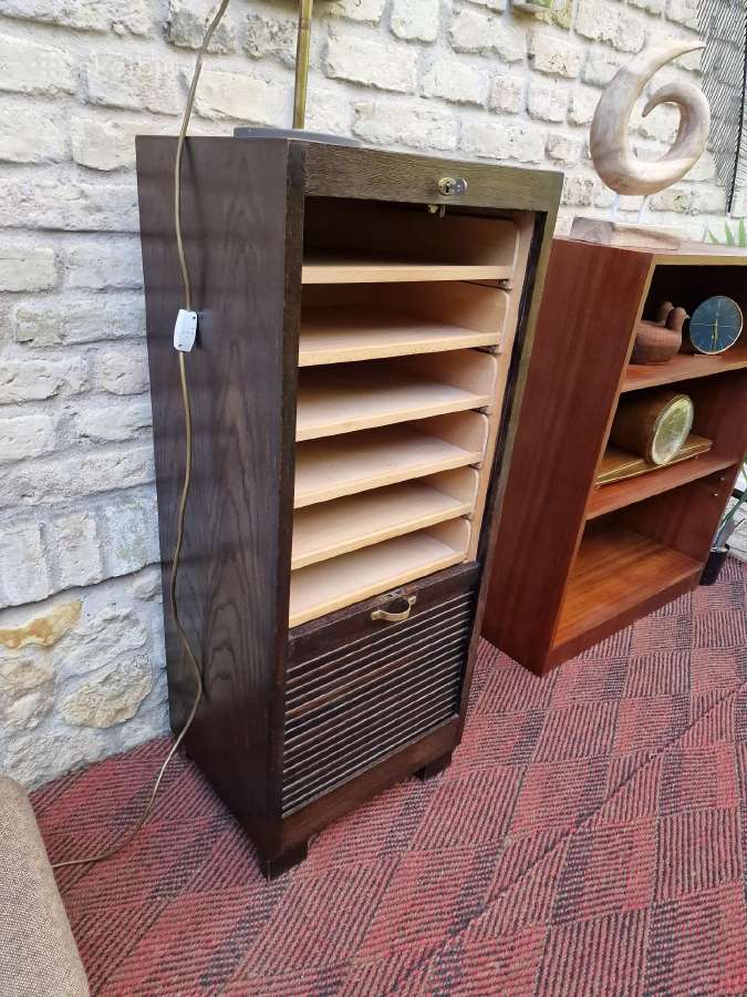 Vintažinė Art Deco ąžuolinė dokumentų spintelė - nuotraukos Nr. 26