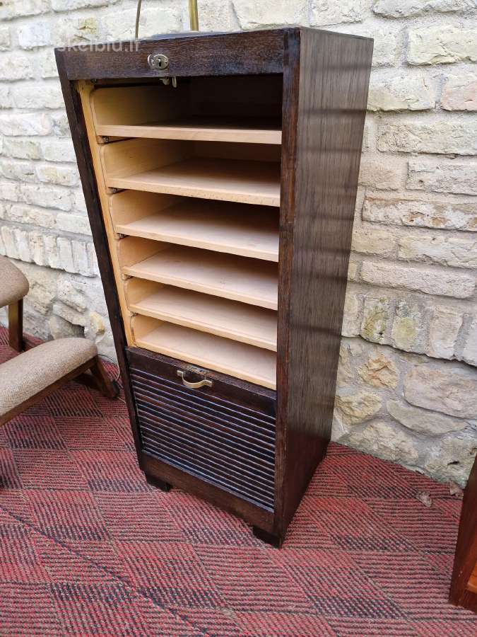 Vintažinė Art Deco ąžuolinė dokumentų spintelė - nuotraukos Nr. 27