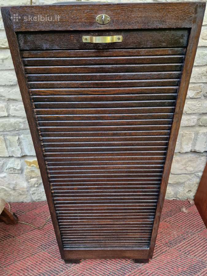 Vintažinė Art Deco ąžuolinė dokumentų spintelė - nuotraukos Nr. 29
