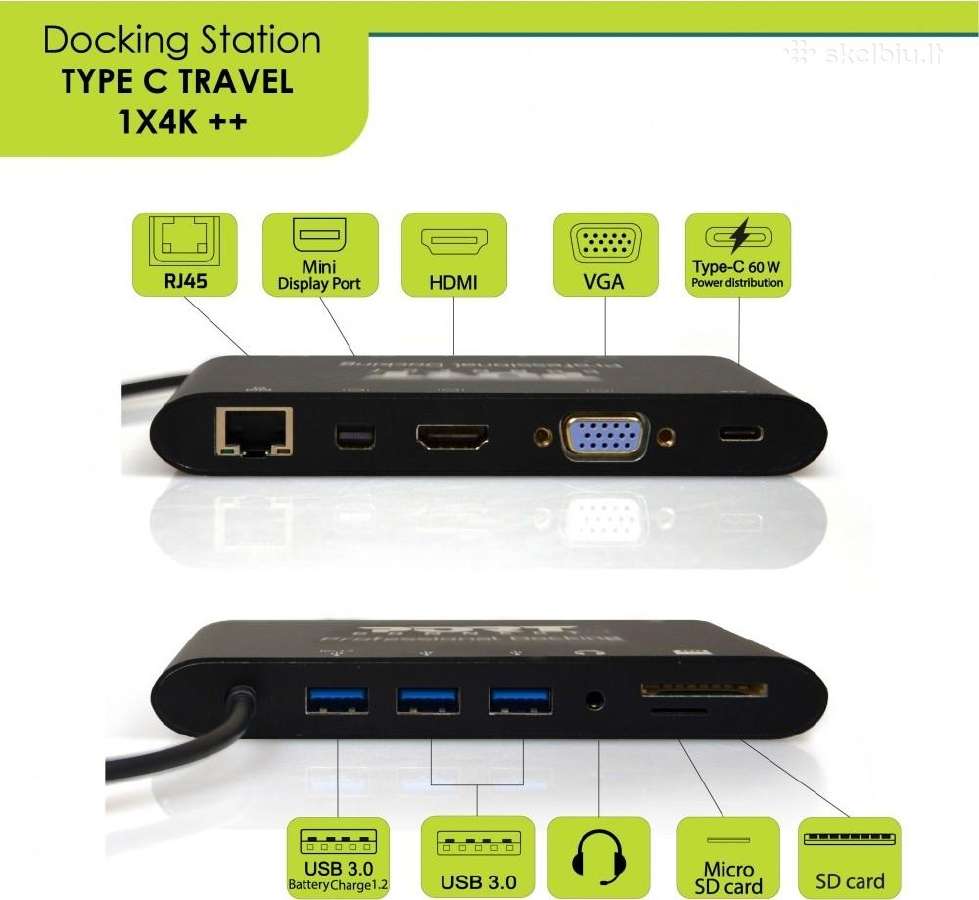 Usb C jungčių stotelė su krovimo galimybe - nuotraukos Nr. 2
