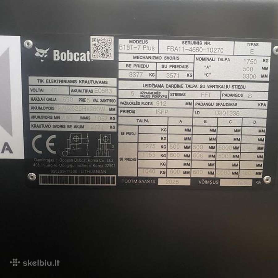 Naujas elektrinis krautuvas Bobcat B18 - nuotraukos Nr. 6