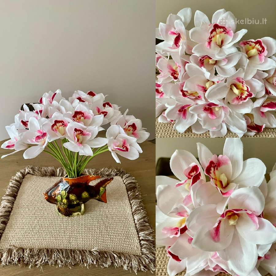 24 vienetų Orchidėjų puokštė dirbtinių gėlių