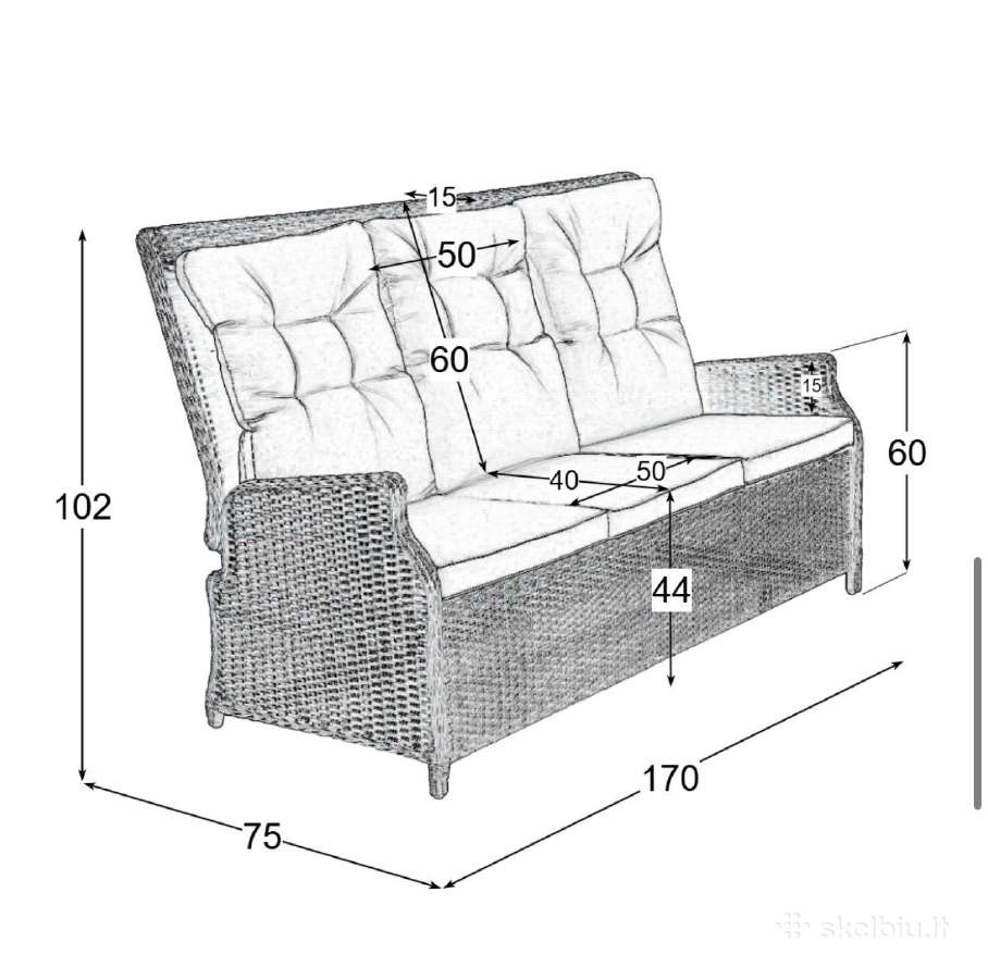 Naujas 8 asmenims lauko baldų komplektas Ratanas - nuotraukos Nr. 19
