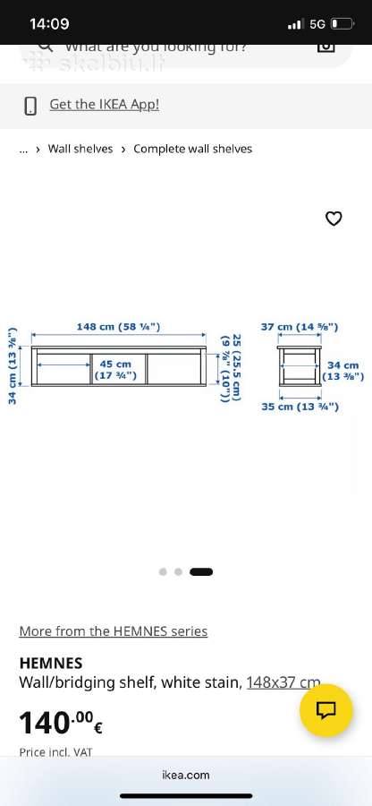 Ikea Hemnes medinė pakabinama lentyna - nuotraukos Nr. 2