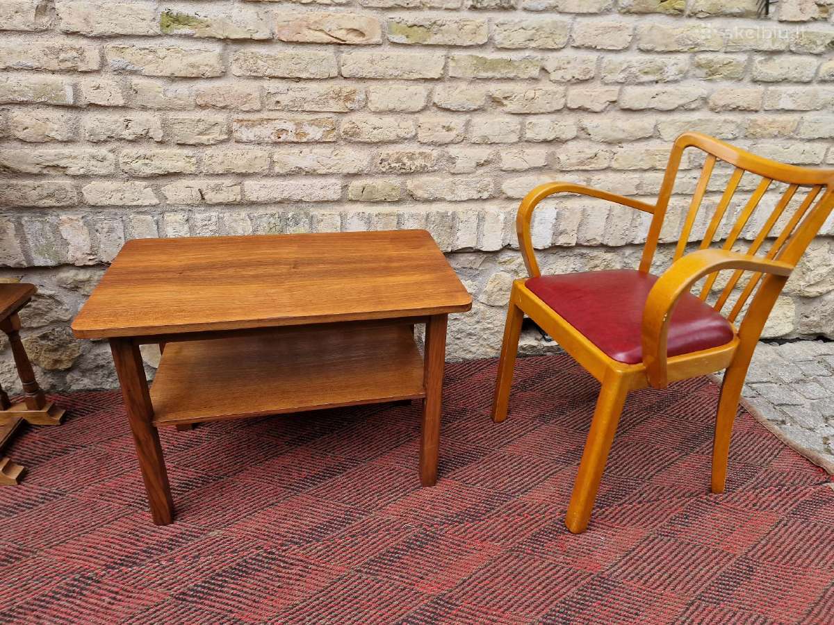 Vintažinis Art Deco riešutmedžio kavos staliukas - nuotraukos Nr. 8
